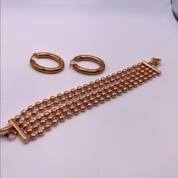 BRILLIANT Rose Gold Color Bracelet and Pierced Earring Set - Picture 2 of 6